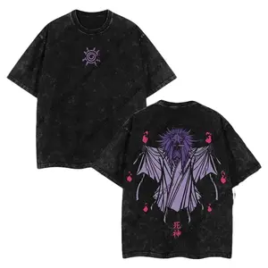 Men's Limited Edition Uzumaki Naruto Death Reaper Seal Oversized Shortsleeve Cotton Tshirt - Soft, Seamless, Double-Printed, Lightweight, Acid-Washed Apparel Top Gift for Anime Merch Collectors