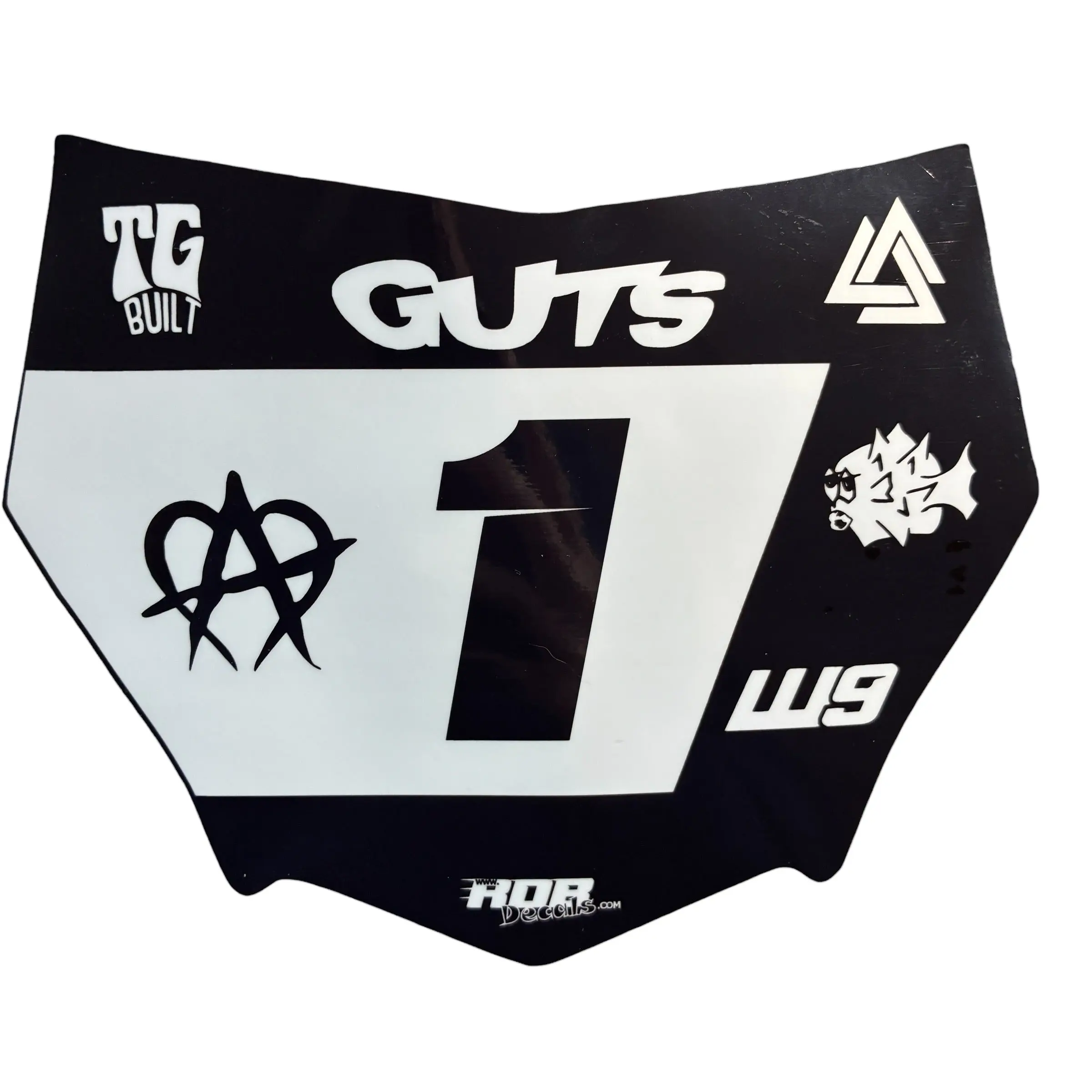 MotoCutz Plate Decal — 7 Logo - Solid White