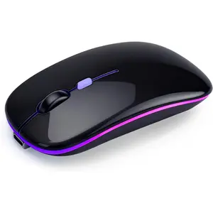 Rechargeable Long Lasting  Mode - BT 5.2 & 2.4G Silent RGB LED Mice, Slim Portable   for Laptop/PC/Tablet/MacBook/iPad/ Devices(Black)