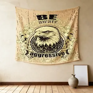 American Retro Beast Emblem Wall Tapestry, Edgy Streetwear Distressed Design, Full Atmosphere Easy to Install, Ideal for Summer American Retro Themed Party Photoshoot Backdrop