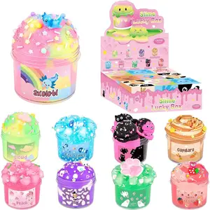 9 Packs Lucky Box Slime Kit - Cloud Butter & Clear Slime, Crunchy Slimes for Kids, Non Sticky, Party Favors, Goodie Bag Stuffers, 8-12 Year Old Girls Boys Birthday Gift Ideas Cute Stuff