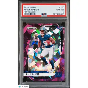 2024 Panini Prizm Malik Nabers #370 Purple Ice PSA 8