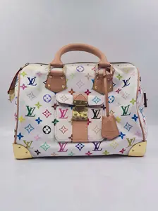 Pre-owned Louis Vuitton canvas Travel Bags Speedy 30 Monogram white Multicolore by Takashi Murakami【BF 12Z】XP02256