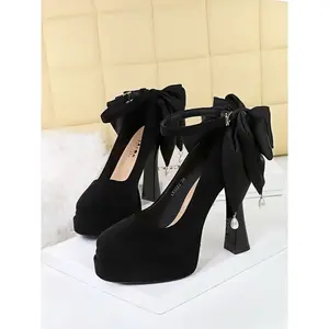 Women's High Heel Shoes, Platform Heel Pumps, Waterproof Platform Design, Plain Color Fashion Footwear, Comfortable & Stylish Women's ShoeRAIMENTRY