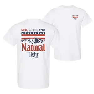 Red White And Natural Light Tee – 2-sided Patriotic Graphic Shirt, Red White And Natural Shirt, Trendy Summer Streetwear Style, 4th Of July Outfits For Women, 4th Of July, 4th Of July Shirt, 4th Of July Shirt For Women, Natural Light Shirt.