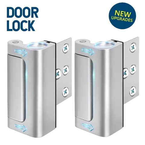 2 Pack Home Security Door Lock Withstand 800 Ibs for Inward Swinging Door, 2 Door Reinforcement Lock With 4 Screws to Prevent Unauthorized Entry Sturdy Lock Anti Theft Lock