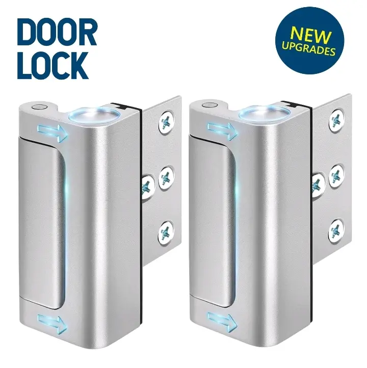 2 Pack Home Security Door Lock Withstand 800 Ibs for Inward Swinging Door, 2 Door Reinforcement Lock With 4 Screws to Prevent Unauthorized Entry
