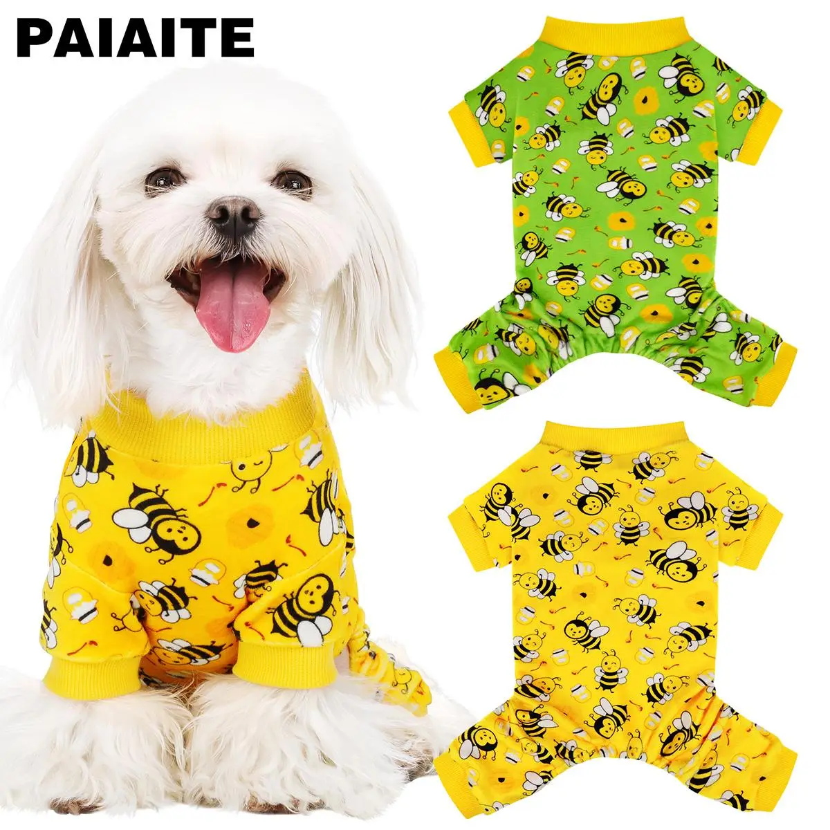 Cute Bee Print Pet Jumpsuit, Soft Comfortable Pet Clothes for Small Dogs, Pet Clothes for All Seasons