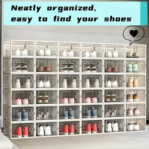 2026 New Space-Saving Shoe Box Set, Transparent Stackable Plastic Boxes, Boots Storage, Large Capacity Dustproof Foldable
