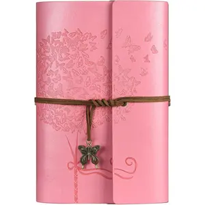 Leather Journal Notebook,  Refillable Journal with 2 PVC Pockets, Travel Journal for Writing, Diary Journal for Women, Men, Girls and Boys, 100GSM Lined Paper, 160 Pages (, A6 7.3"x 5.1")