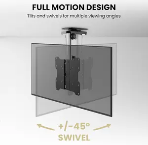 ZeboZap Full Motion Ceiling TV Mount – Height Adjustable, 110lbs, 32"-55" TVs