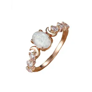 Women's Summer Oval Artificial Gemstone-Rhinestone Decorated Ring, Bridal Engagement Ring, Wedding Gift for Her