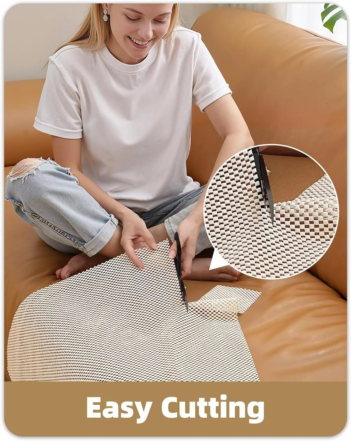 Rug Gripper Pad for Hardwood Floors & Tile Floor - Non Slip Area Rug Pads - Under Carpet Anti Skid Mat - Non Skid Rug Backing, 8x10 Ft