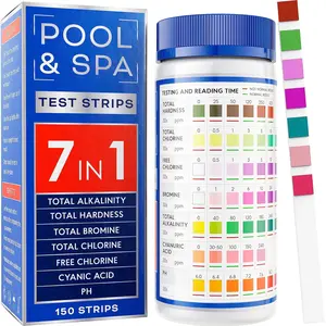 All- 2025 Pool and  Test Strips 7 in 1 Quick SuperAccurate Swimming 150 Pool Test Kit - Hot Tub Test Strips & Pool Water Testing Strips for pH Chlorine Bromine Hardness Alkalinity Cyanuric Acid