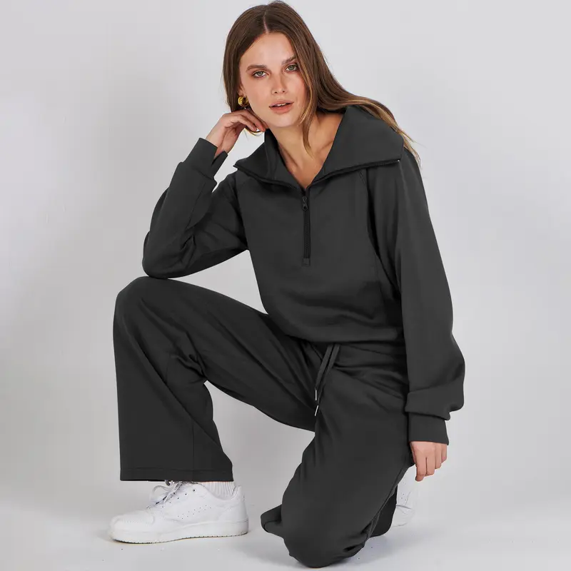 Women 2 Piece Outfits Sweatsuit Oversized Sweatshirt Sweatpants Tracksuit Sweat Lounge Matching Set 2025 Fall Trendy Polyester Womenswear 4