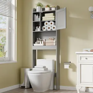 LEMY 68.3" H Over-The-Toilet Storage Cabinet with 3 Shelves, Freestanding Bathroom Organizer with Wood Frame