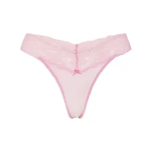 LIGHTWEIGHT COTTON WIDE LACE THONG | CHERRY BLOSSOM TONAL