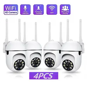 4pcs Indoor WiFi Security Camera, smart human/vehicle/pet detection,IP54 waterproof, motion alert, two-way audio, HD night vision, real-time remote viewing, supports SD card & cloud storage