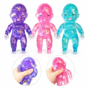 Baby Squishy Toy Sparkly Squishies for Stretching & Squeezing, Non-Toxic Sensory Fidget Toy for Stress Relief, Pink/Purple/Blue,Stress Relief Sensory Fidget Toys forKids & Adults