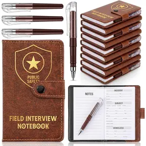 10 Sets  Week Gifts Bulk Public Safety Field Interview Notebooks with Ballpoint Pen Reporter Notes for Law Enforcement  Officer  Personnel Academy Graduation Gifts (Brown)