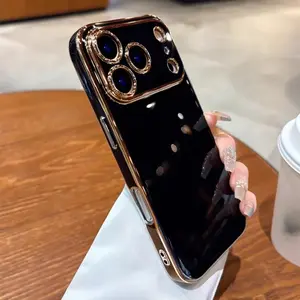 Luxurious 6D Simple Ultra-thin Electroplated Edge Phone Case for iPhone 17 Pro Max 16 15 14 13 12 Protective Case Shockproof Soft Case Full Coverage Protection