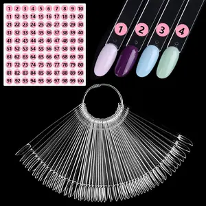 Clear Nail Swatch Sticks with Number Stickers, Oval Nail Sample Swatches for Gel Polish Color Display Practice Nail Tips muestrario de colores para uñas Manicure Supplies