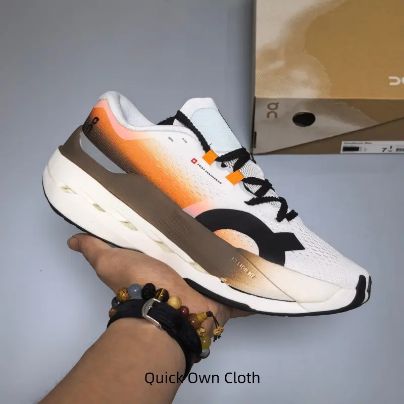 Unisex White Orange Brown Sunset Gradient Running Sneakers, Quick Dry Stretch Air Mesh Upper, High Rebound Cloud Foam Cushion Midsole, Ideal for Daily Jogging, Walking & Gym Workout