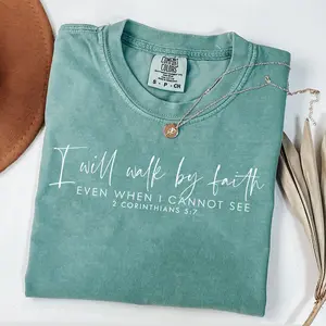 Comfort Colors Religious Shirt, I Will Walk by Faith, Christian Comfort Colors Shirt, Bible Verse Shirt, Faith T-shirt, Christian Apparel