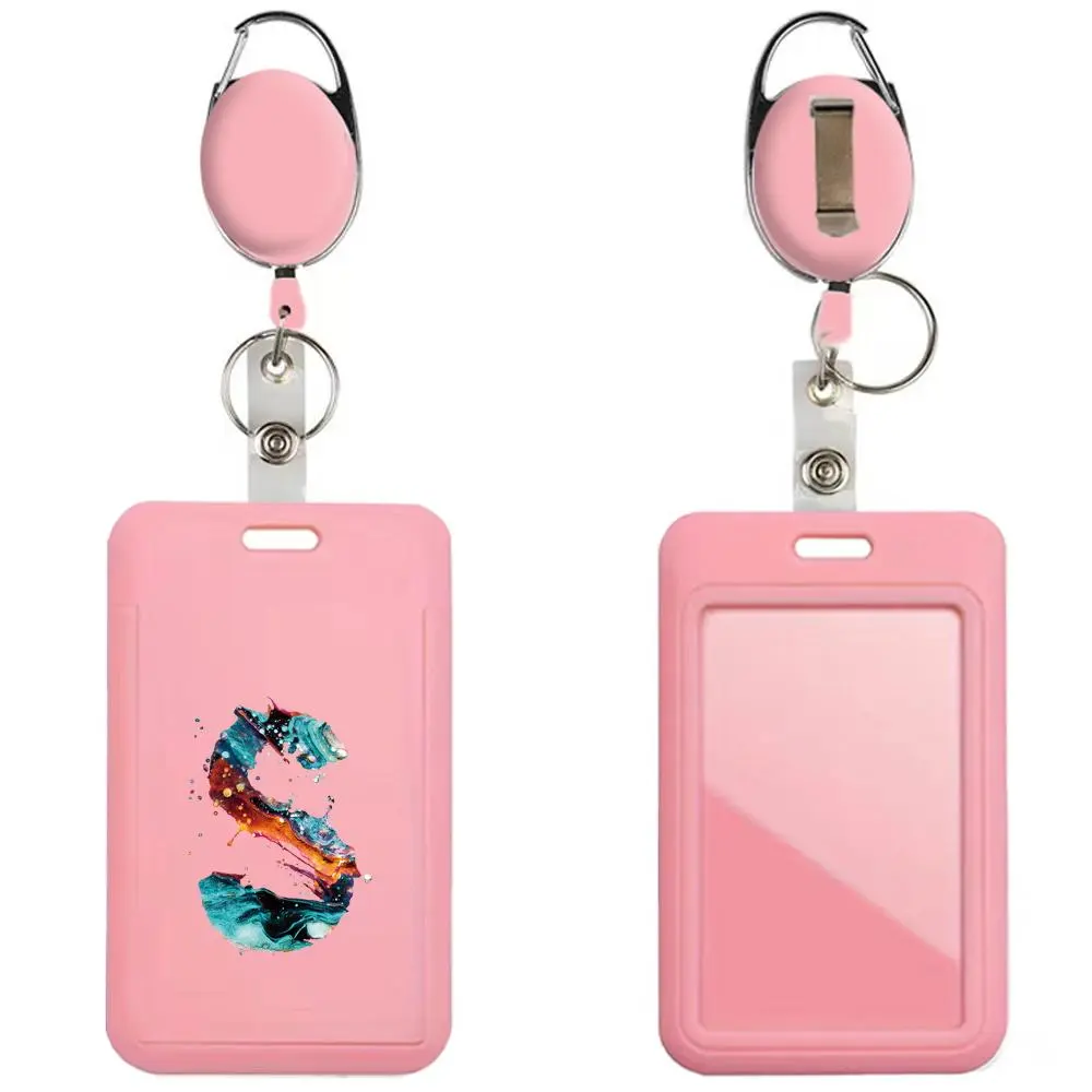 ID Badge Holder with Clip & Keychain, 1 Set Vertical Style Sliding Work Name Card Holder with Retractable Reel for IDs Credit Cards Proximity Key Cards Id Holders For Badges