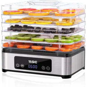 YASHE Food Dehydrator - 5 Trays with Smart Digital Control, 48H Timer & Energy Efficient Design | Perfect for Jerky, Fruit, Vegetables, Herbs & Dog Treats | Includes Recipe Book, Auto Shut-Off & Quiet Operation