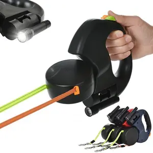 3m Retractable Dog Leash For Small Dogs Reflective Dual Pet Leash Lead 360 Swivel No Tangle Double Dog Walking Leash With Lights,summervibes