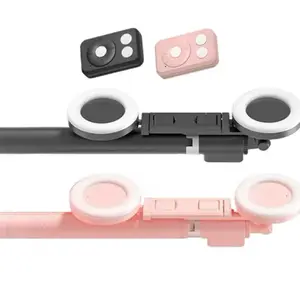6 in 1 Selfie Stick with Remote - Compact Design, Ideal for Cellphones, Compact and Lightweight with light and remote extension rod