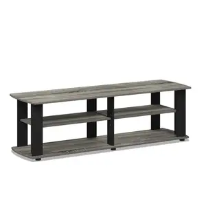 Furinno  The Entertainment Center TV Stand, French Oak Grey & Black - 13.4 x 43.3 x 13.1 in.