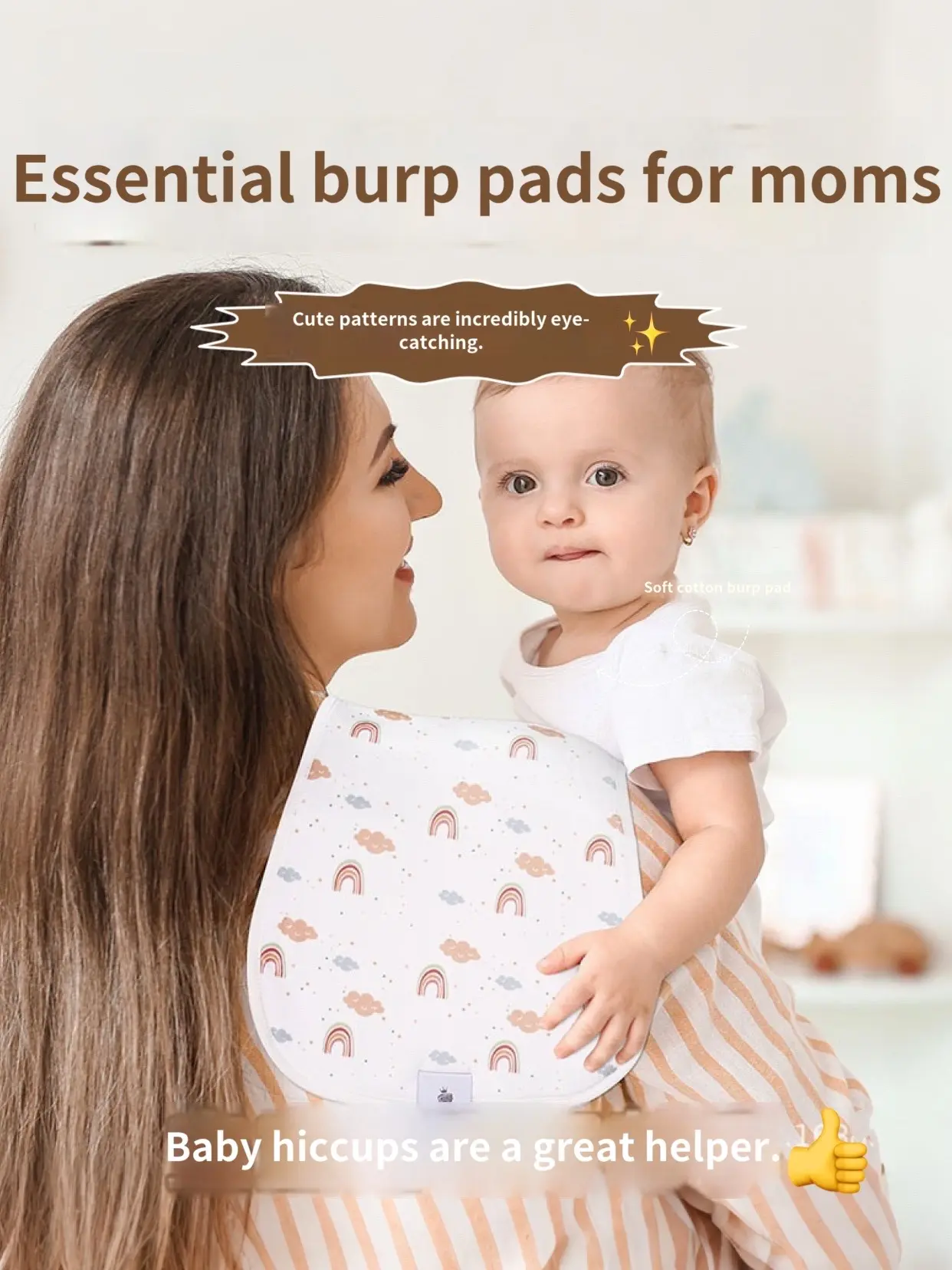 5-Pack Newborn Burp Towels - Soft, Breathable, Absorbent, Cute Cartoon Unisex Design, 1 Size, 0-3 Months, All Seasons, Suitable for Baby Boys & Girls, Holiday Gift, One Size