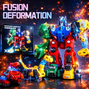 6-in-1 Transforming Robot Toy for Kids | Magnetic Dinosaur Car Set, STEM Gift Ages 4-8