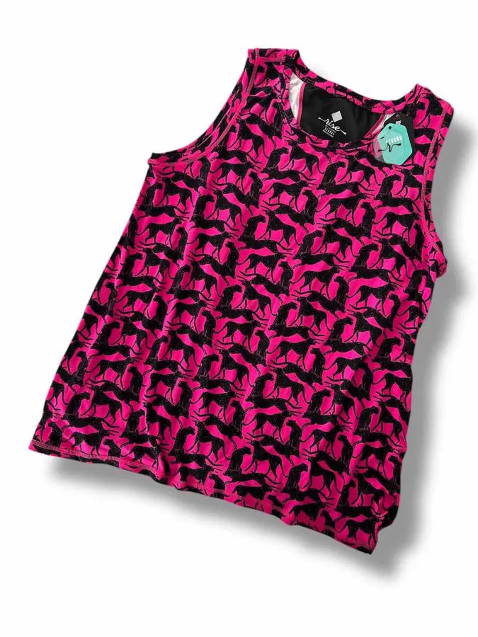 LuLaRoe Rise Strong • Workout Tank • Vintage  Rare Black and Hot Pink Cheetah Print