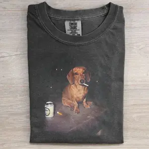 Comfort Colors Dachshund Smoking Meme T-shirt, Vintage 90s Funny Edgy Dog Meme Tee, Unisex Fit Design, Casual Streetwear, Gift for Dog Lovers