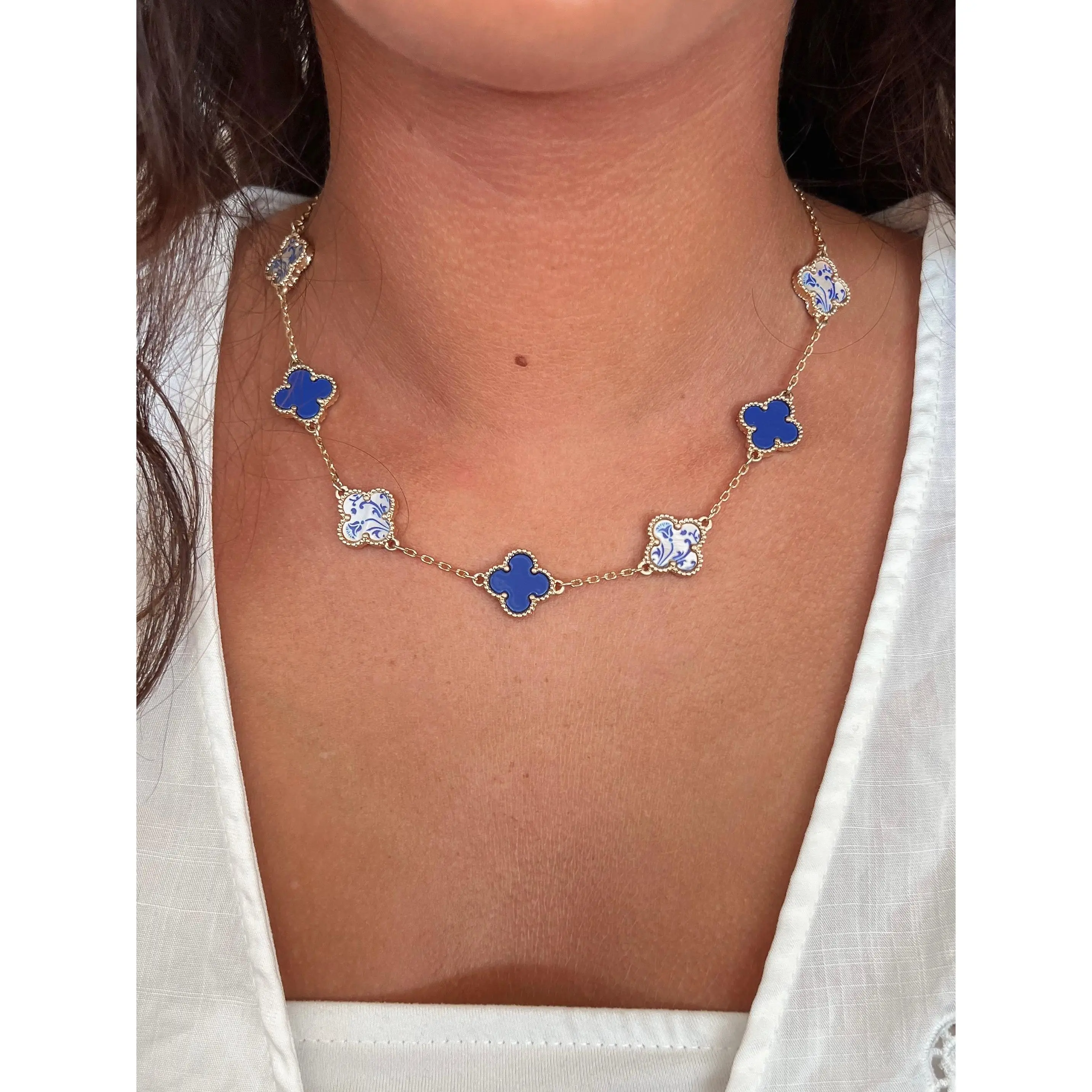 Blue Reversible Clover Necklace Blue Reversible Clover Necklace