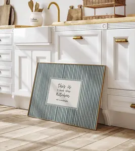 This Is A High Class Kitchen Horizontal Wall Art Print, Blue Stripes Funny Poster Unframed