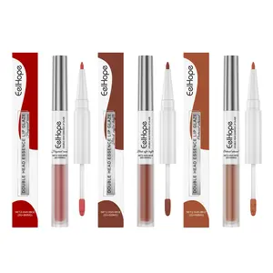 Eelhope Double Head Essence Lip Line Lip Glaze Pen, 2-In-1 Lip Line Lip Glaze Mirror Gloss Lipstick Lip Gloss