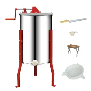 2/4 Frames Manual Honey Extractor Kit Include Frame Grip, Uncapping Knife and Double Sieve for Beekeeping Starter Harvest Honey