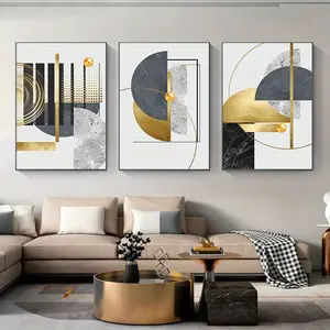 3PCS/set Frameless Modern Golden Abstract Geometric Art Pattern Stitching Canvas Print Gold Foil Poster Wall Paintings for Living Room Home Decor Art Wall Decoration