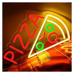 Neon Bar Party Pizza Neon Sign Pizza Shaped Light For Pizzeria Restaurant Kitchen Store Party Sign Illuminated Decor 37cmx21cm