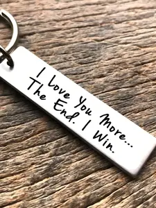 1 Pc Y2K Style Goth Couple Keychain, Stylish Keyring with "I Love You More. The End. I Win." Message, Gift Keychain for Boyfriend, Birthday or Anniversary Gift for Him, Car Accessory or Bag Pendant, Bag Charms