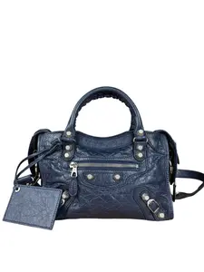 Pre-owned Balenciaga Leather Shoulder Bags Blue Mini Classic City Bag