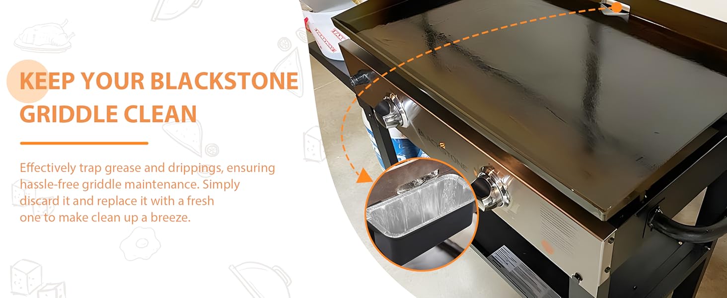 100 Pack Blackstone Griddle Accessories Grease Catcher Cup Liners, Aluminum Foil Drip Pan Disposable for 17" 22" 28" 36" Blackstone Griddle Drip Tray Holder Grill Rear Grease Cup Liners