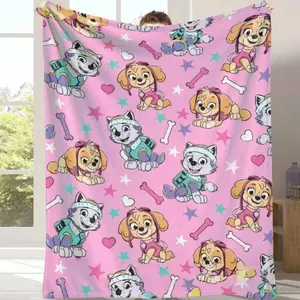 Paw Patrol Pups Flannel Blanket Cartoon Character Print Super Soft Warm Lightweight Cozy Comfortable for Sofa Couch Bed Living Room Suitable for both children and adults It is an excellent gift for children, family and friends