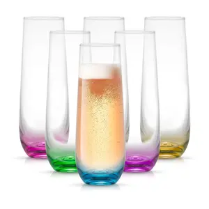 JoyJolt Set of (6) 9.4-oz Stemless Champagne Flute Glasses