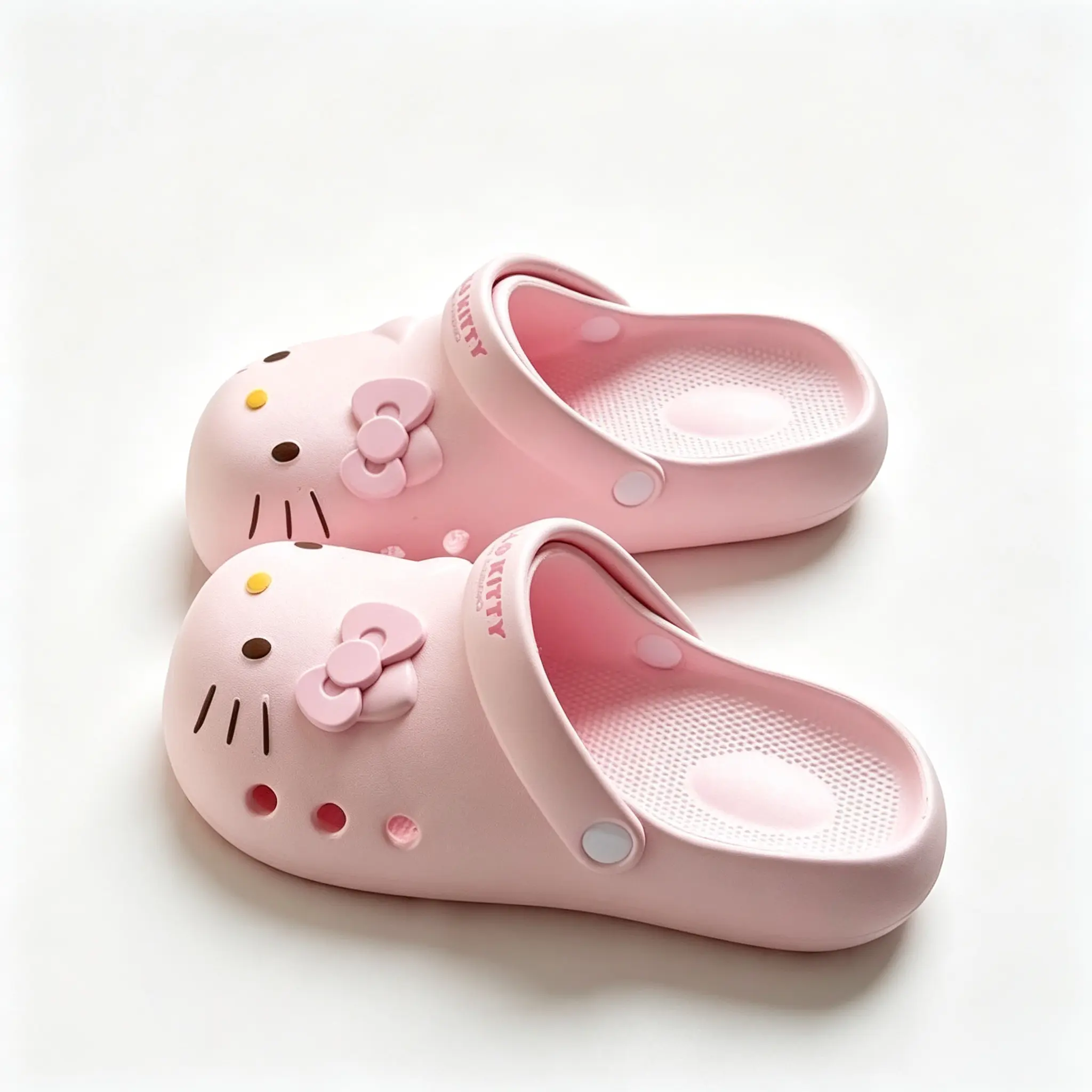 Sanrio Hello Kitty Pink Hole Clog Shoes Breathable EVA Non-Slip Beach Slippers Kawaii Summer Garden Sandals for Girls & Kids