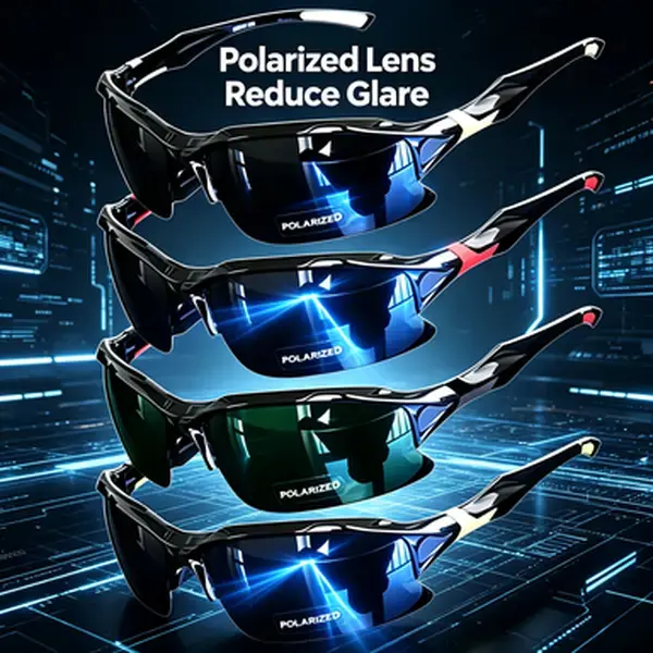 Unisex 4-Pack Polarized Sports Sunglasses - Lightweight Rimless Square UV400 Anti-Glare Eyewear, Secure Windproof Flexible Frame for Cycling, Driving, Outdoor Activities